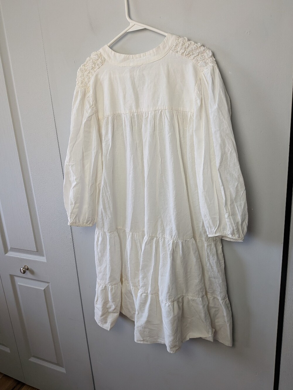 NWT ! BELLAVIE Mini White Dress Made In Italy One Size (Fit L-XL) Puffy Sleeves - Picture 7 of 11
